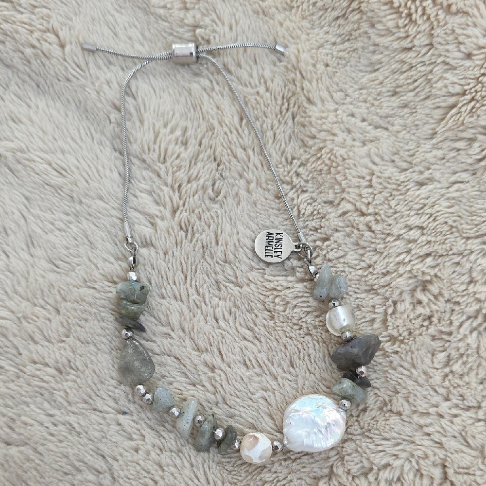 Kinsley Armelle Silver and Gray Stone Bracelet